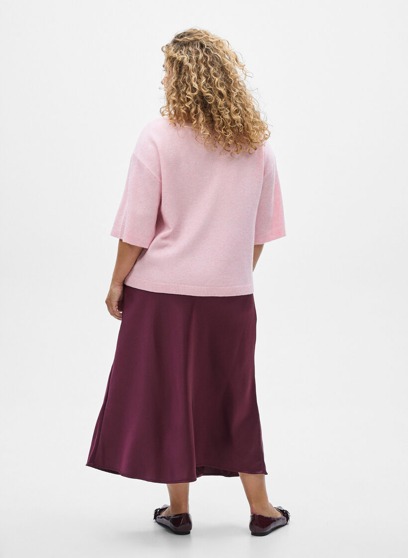 Satin midi-nederdel, Mørk Bordeaux, Model image number 2