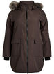Vandt&aelig;t parka vinterjakke med h&aelig;tte, Brun, Packshot image number 0