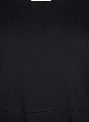 Ensfarvet bomuldskjole med korte ærmer, Black Solid, Packshot image number 2