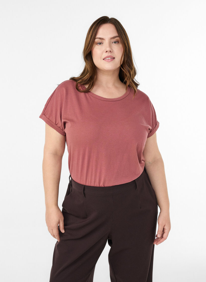 Kort&aelig;rmet t-shirt i bomuldsblanding, Lyser&oslash;d, Model image number 0