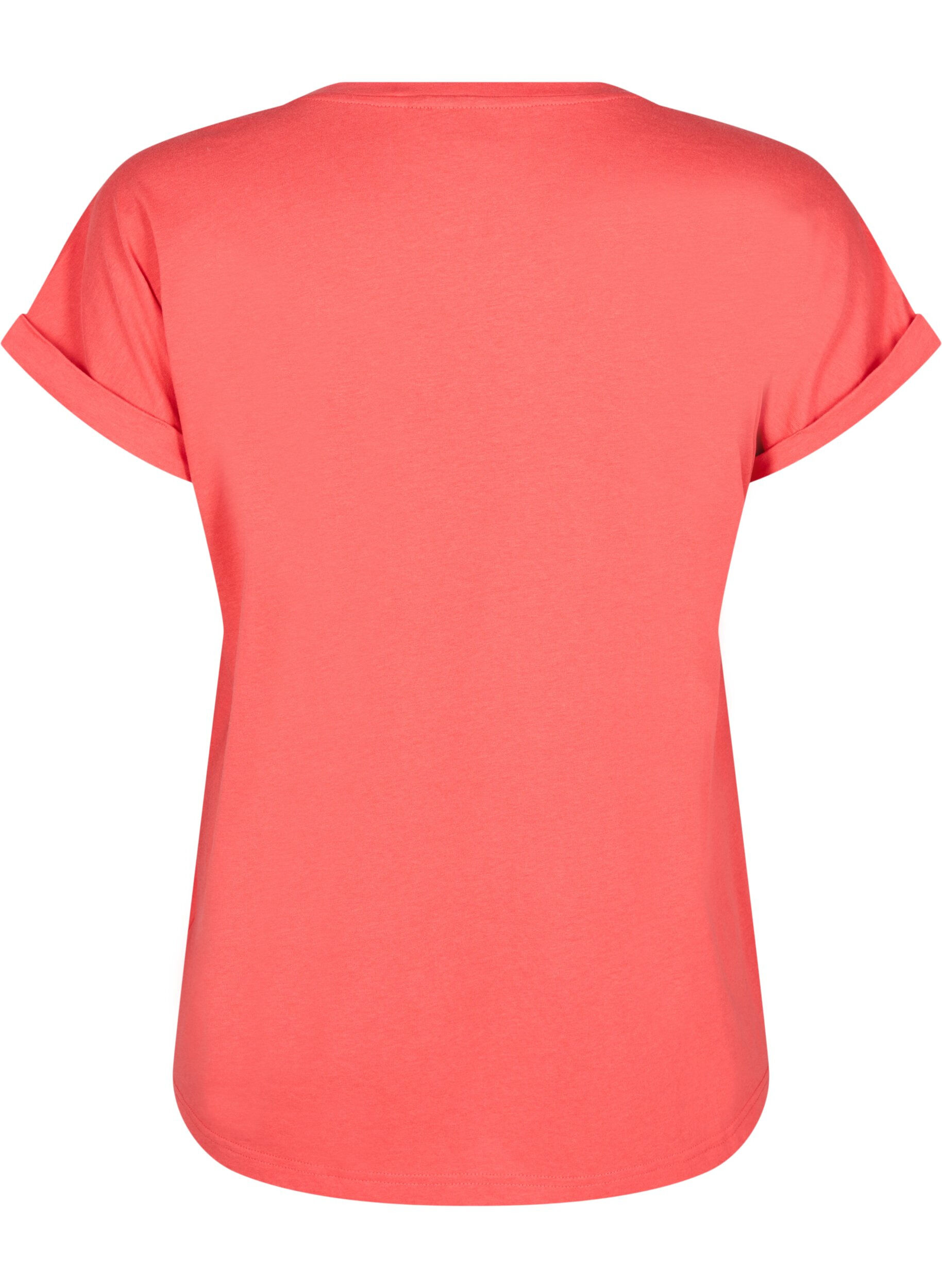 ZizziKort&aelig;rmet t-shirt i bomuldsblanding, R&oslash;d, Packshot image number 1