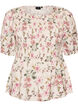 Bluse i viskose med smock og peplum-effekt, Vanilla, Packshot image number 0