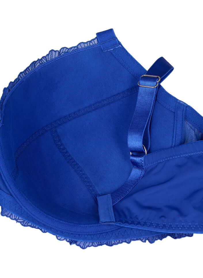 Vatteret bøjle bh med blonder, Blå, Packshot image number 3