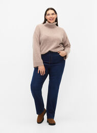 Ekstra højtaljede Megan jeans med regular fit, Dark blue, Model
