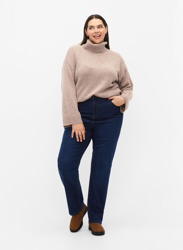 Ekstra højtaljede Megan jeans med regular fit, Dark blue, Model image number 0