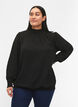 FLASH - Langærmet bluse med smock og glitter, Black w. Silver, Model image number 0