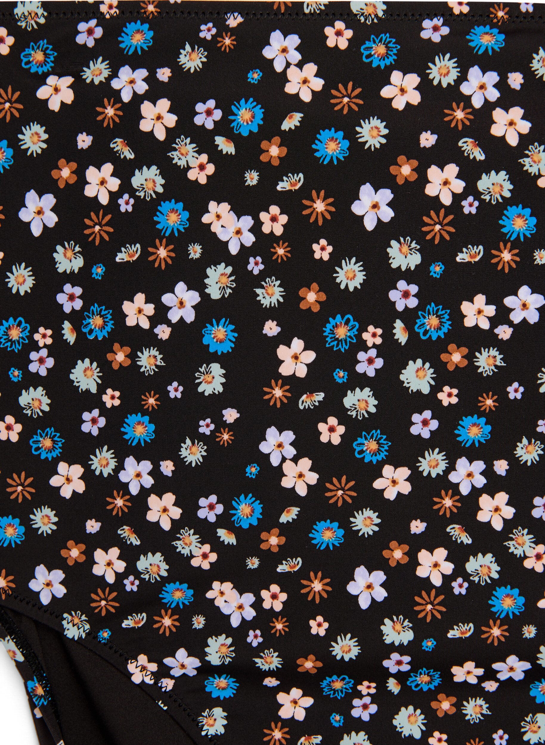 Zizzi Ekstra h&oslash;jtaljet bikini trusse med blomsterprint, Brun, Packshot image number 2