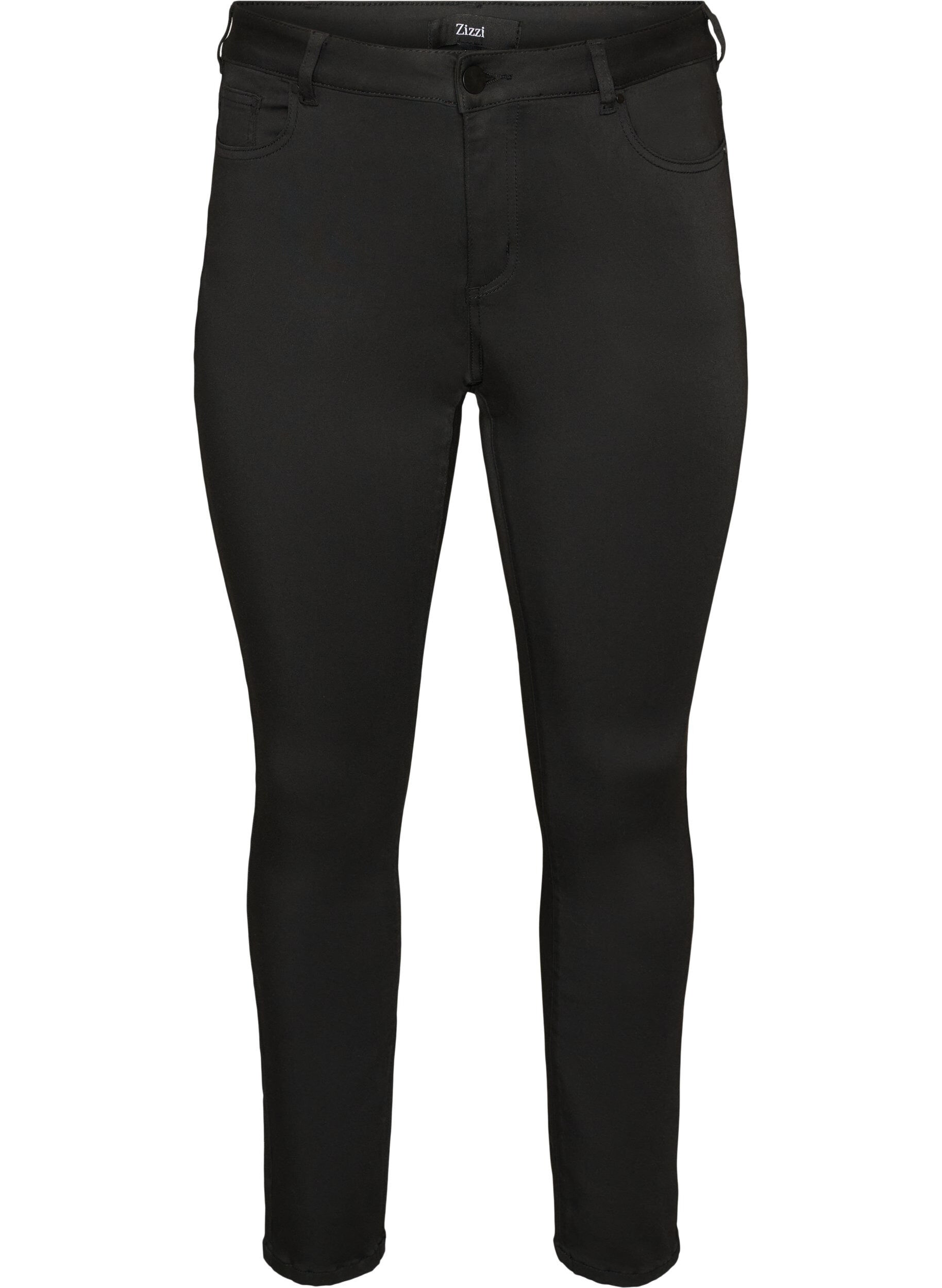 ZizziEmily Stay Black jeans med regul&aelig;r taljeh&oslash;jde, Sort, Packshot image number 0
