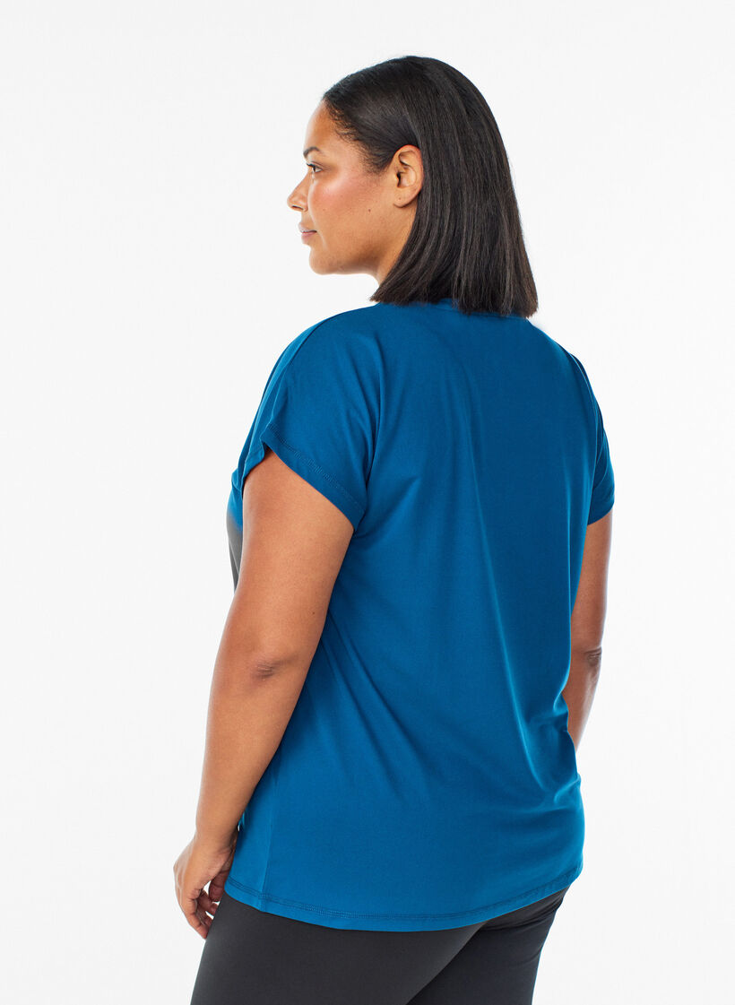Ensfarvet tr&aelig;nings t-shirt, Bl&aring;, Model image number 2