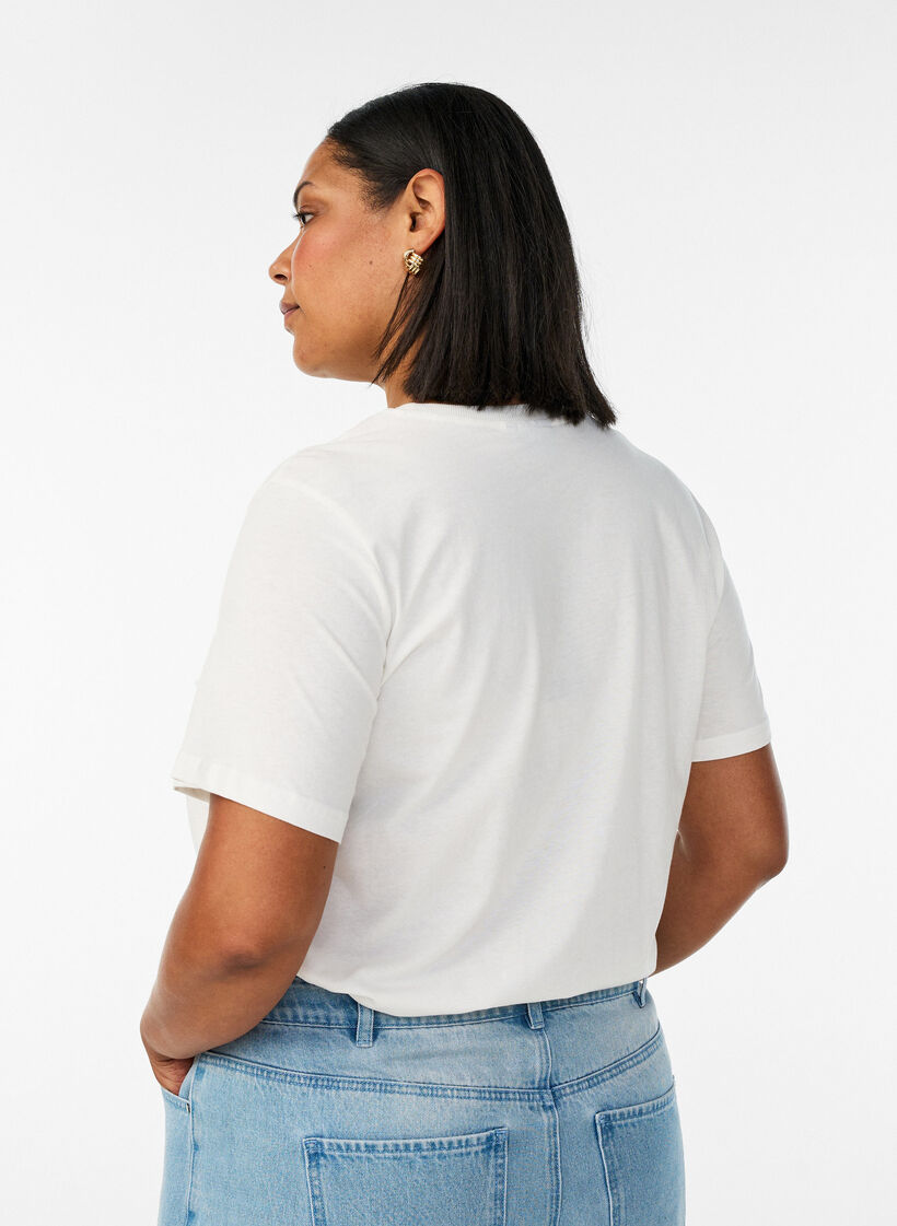 Bomulds T-shirt med print, Hvid, Model image number 2