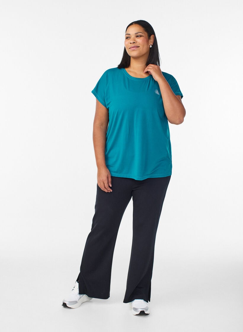 Ensfarvet tr&aelig;nings t-shirt, Gr&oslash;n, Model image number 1