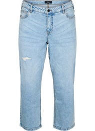 Cropped Vera jeans med sliddetaljer, Bl&aring;