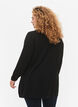 Strikbluse i bomulds-viskosemix, Sort, Model image number 2