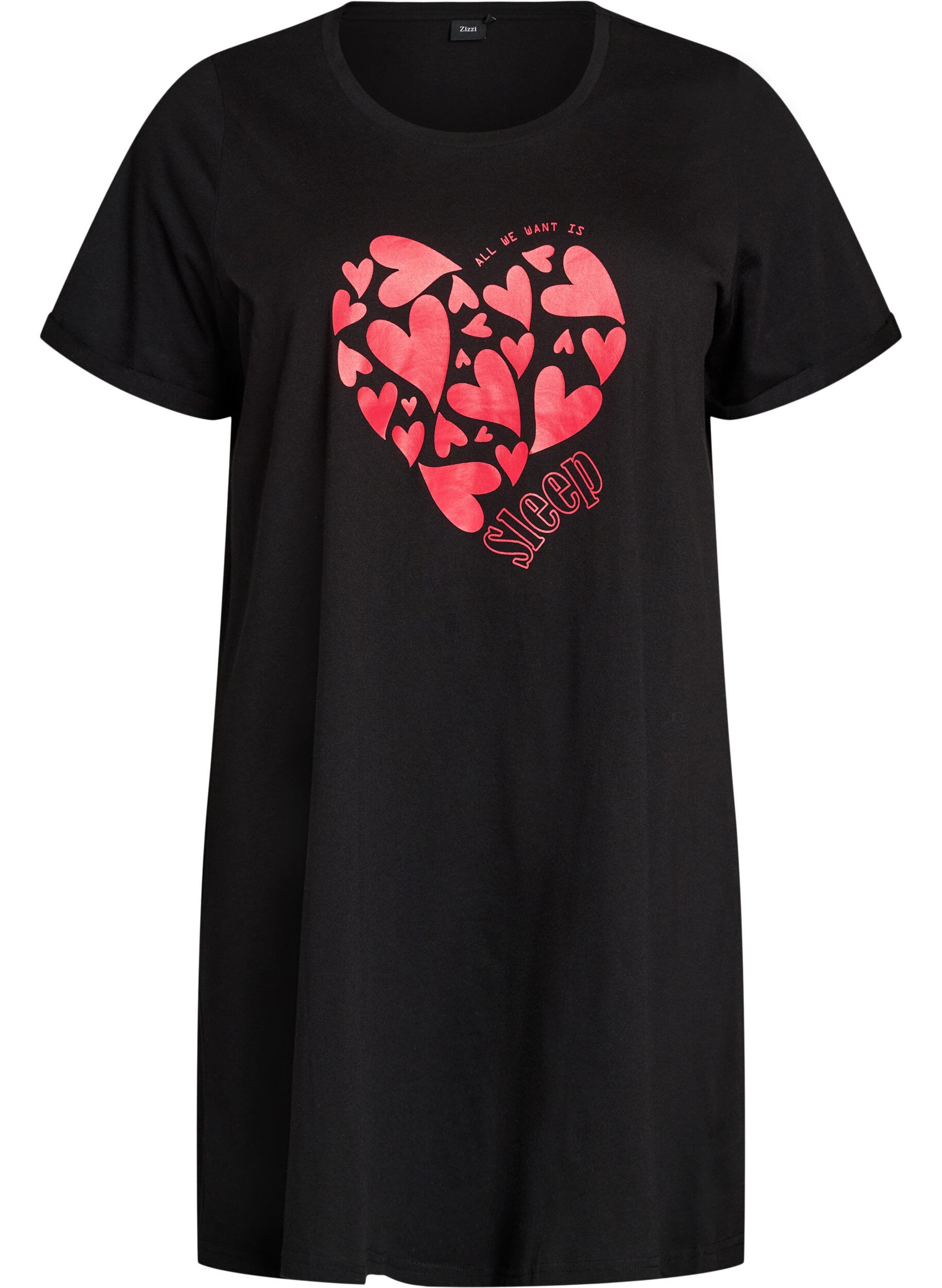 Kort&aelig;rmet natkjole i &oslash;kologisk bomuld 