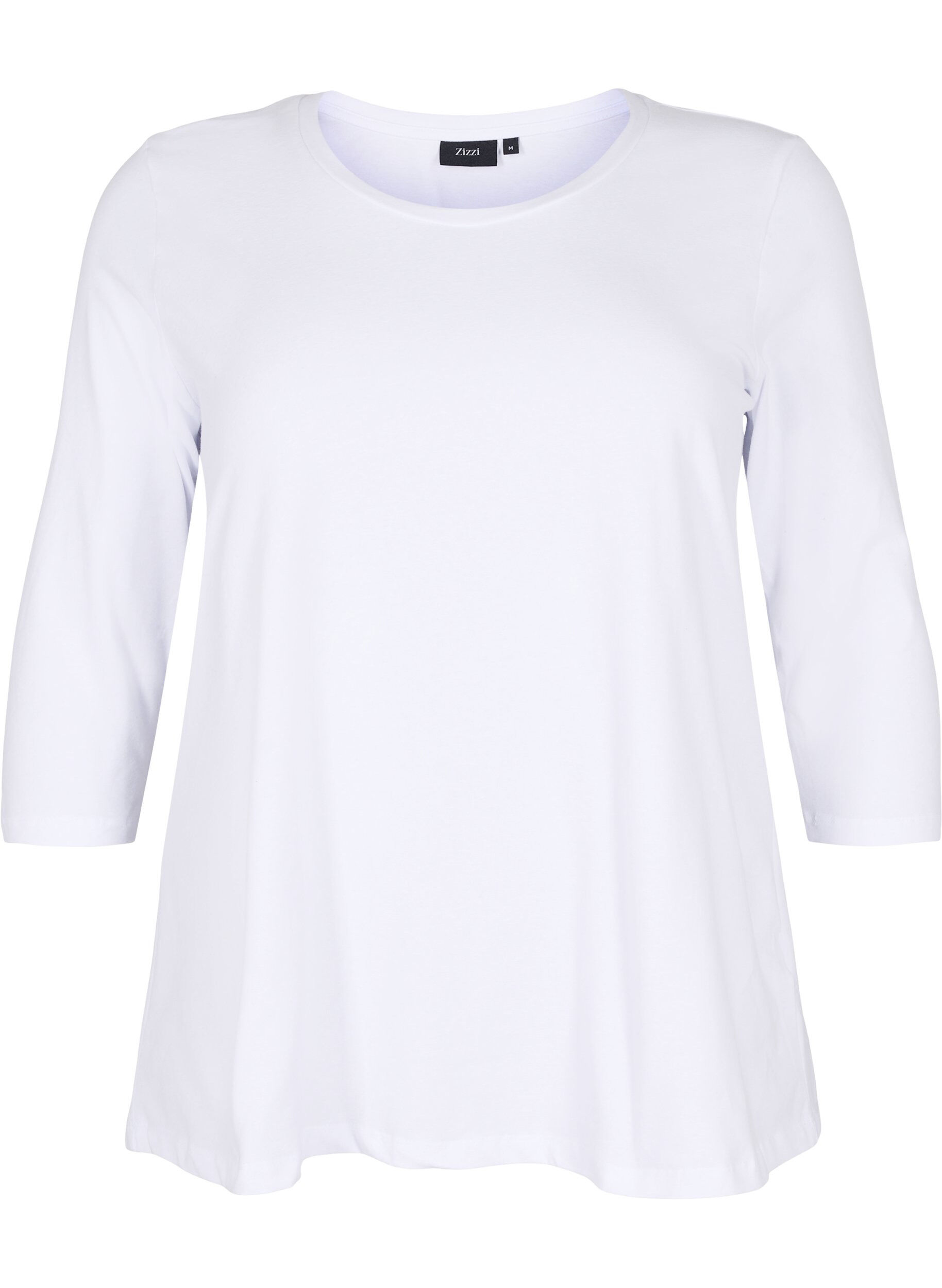 Basis bomulds t-shirt med 3/4 &aelig;rmer