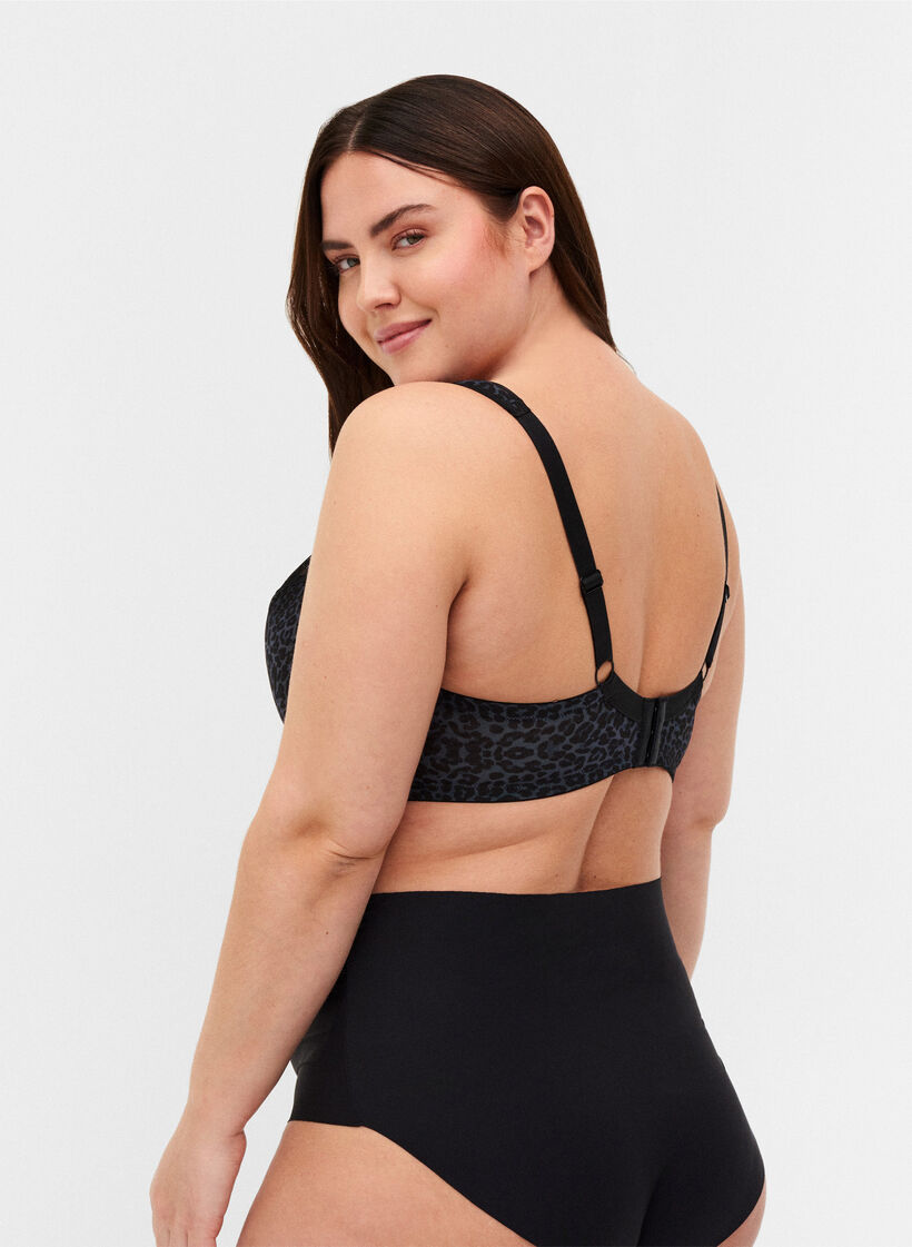 Full cover bh med blomsterprint og mesh, Grey Leopard, Model image number 1
