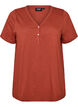 T-shirt med knapdetalje, Brun, Packshot image number 0