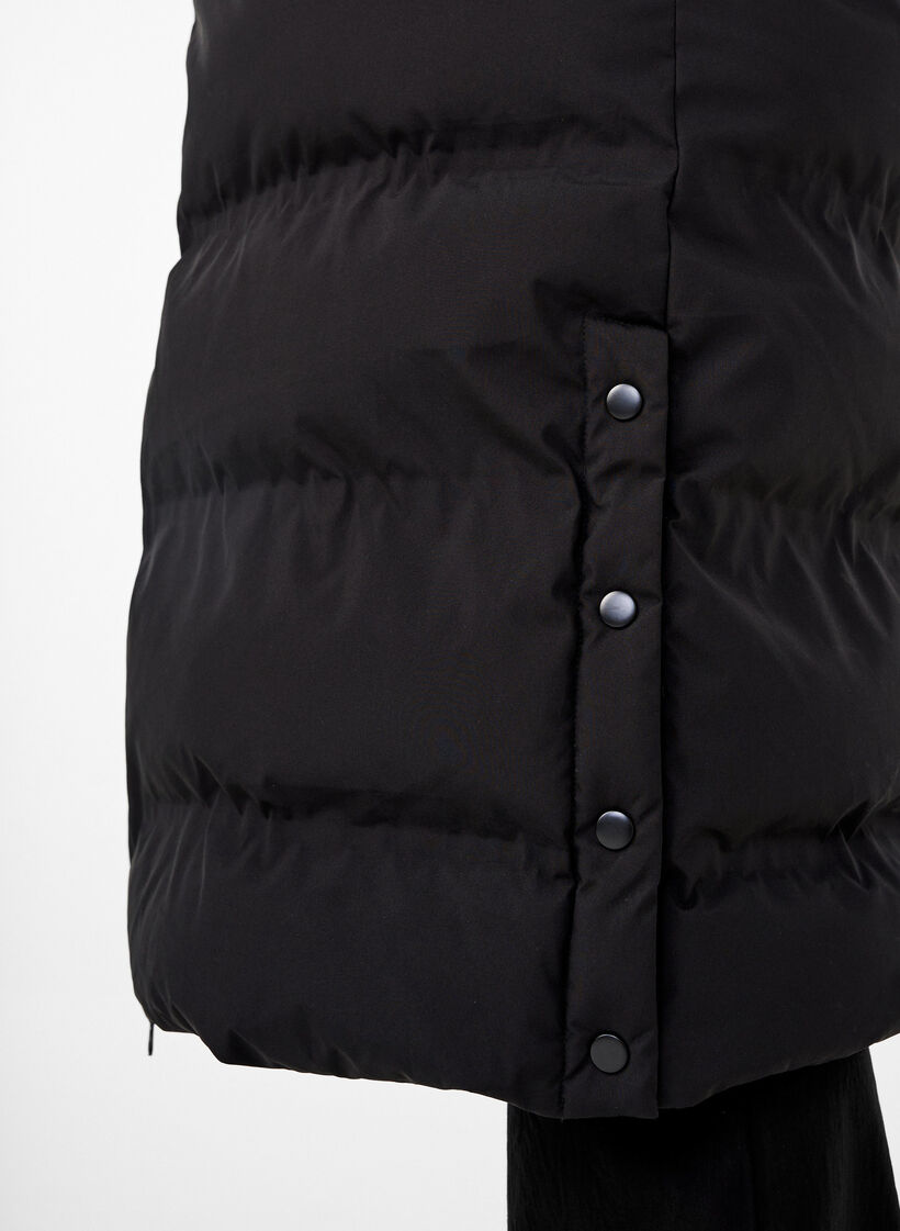 Lang puffer vinterjakke med h&aelig;tte, Sort, Model image number 3