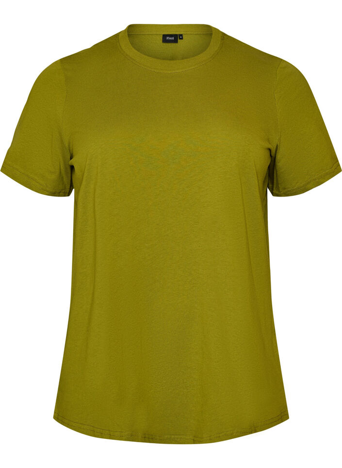 Basis t-shirt i bomuld med rund hals , Gr&oslash;n, Packshot image number 0