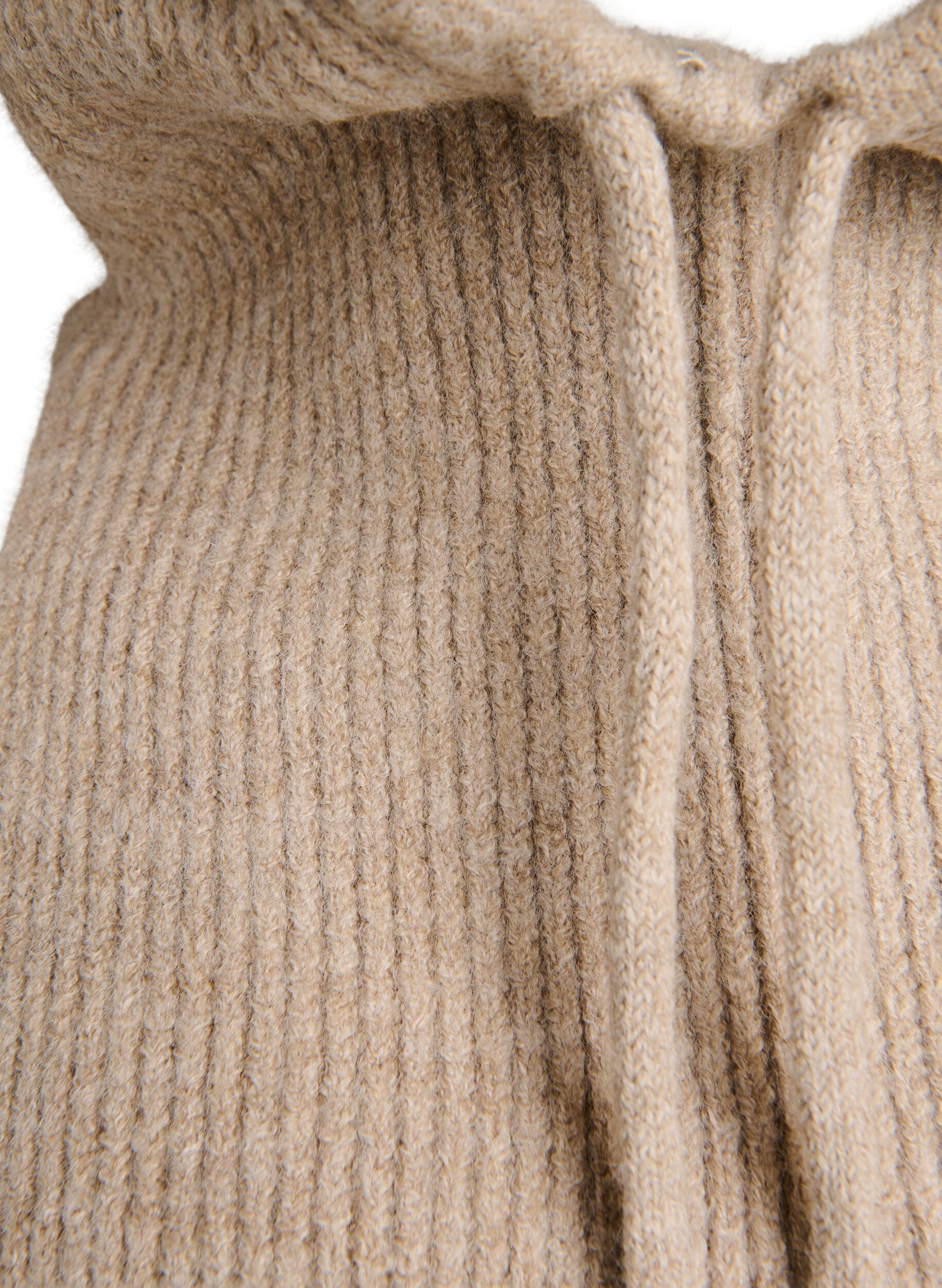Zizzi Strikket balaclava med sn&oslash;rer, Beige, Packshot image number 2