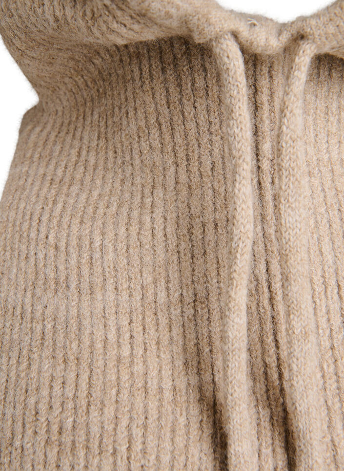 Strikket balaclava med snører, Beige, Packshot image number 2