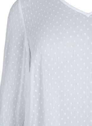 FLASH - Bluse med 3/4 ærmer og strukturmønster, White, Packshot image number 2