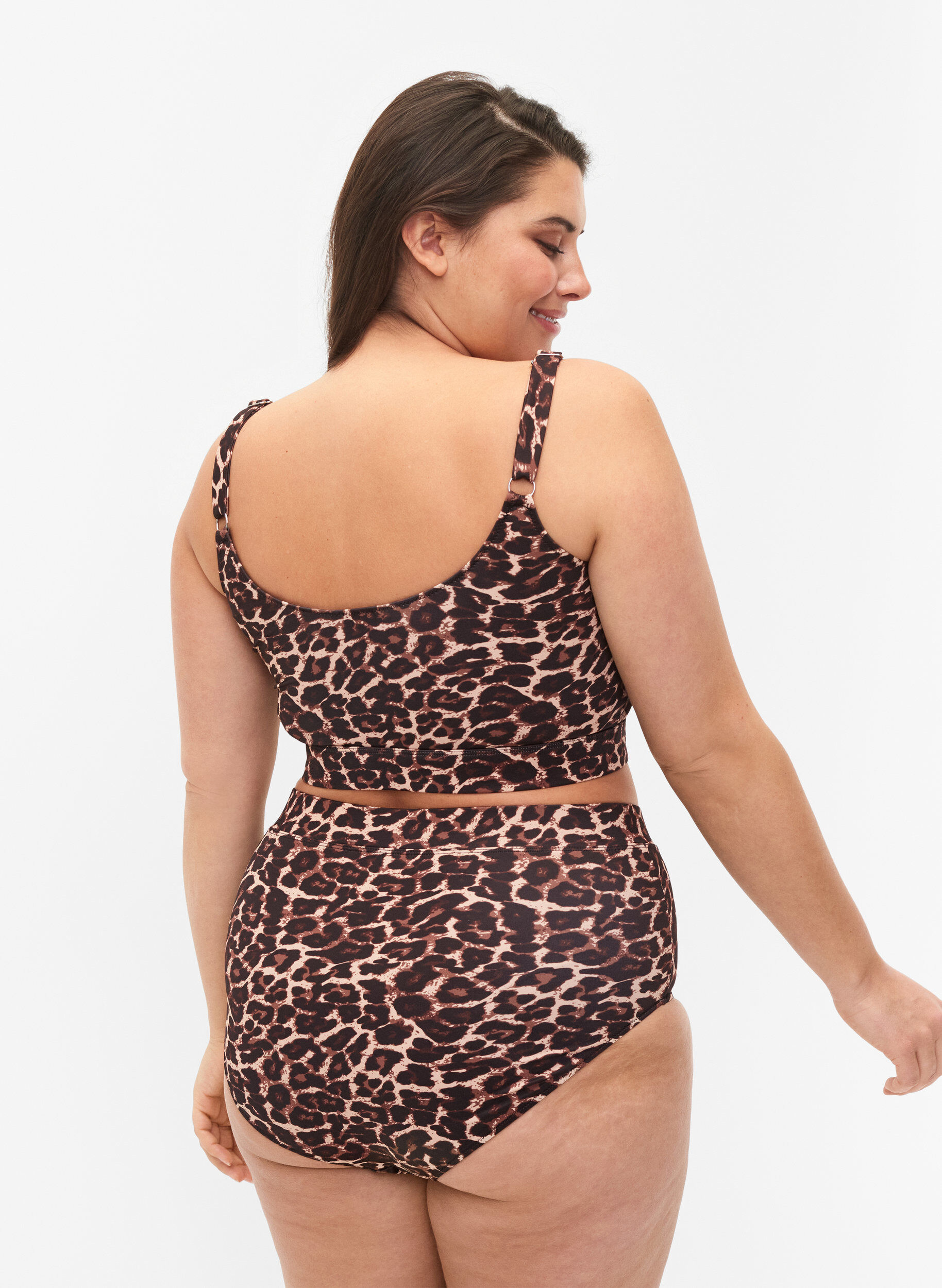 Zizzi Bikini trusser med print og h&oslash;j talje, Autentic Leopard, Model image number 1