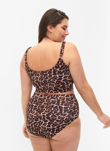 Bikini trusser med print og høj talje, Autentic Leopard, Model image number 1
