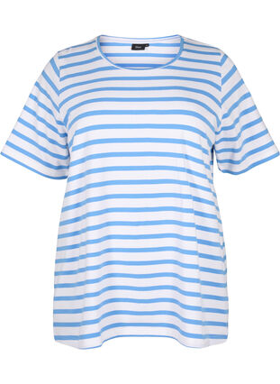 Stribet t-shirt i økologisk bomuld, Marina Stripe, Packshot image number 0