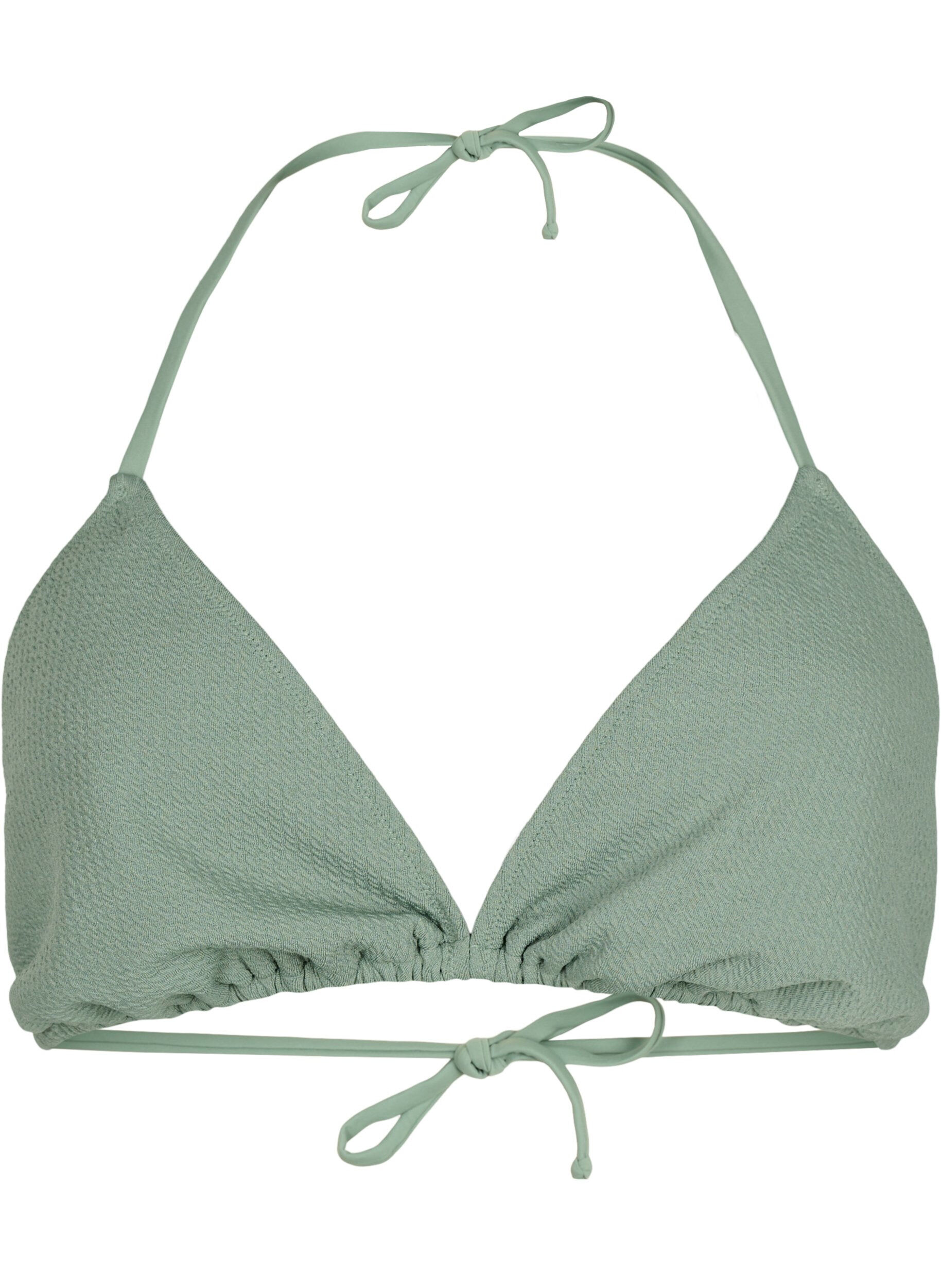 Zizzi Trekants bikini bh med crepe struktur, Gr&oslash;n, Packshot image number 0