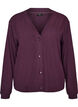 Jerseycardigan med ribstruktur og V-hals, Lilla, Packshot image number 0