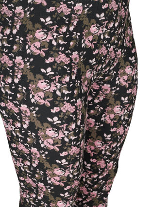 Viskose leggings med blomsterprint, Black AOP FLOWER, Packshot image number 2