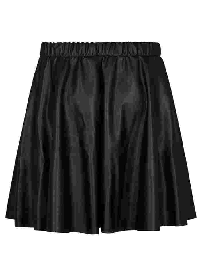 Løs nederdel i imiteret læder, Black, Packshot image number 1