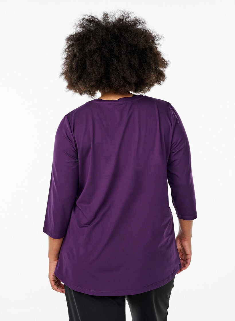 Tr&aelig;ningsbluse med 3/4 &aelig;rmer, Lilla, Model image number 2