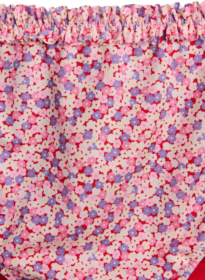 Blomstret tai bikini trusse med rynkekant, Lyserød, Packshot image number 2