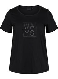 Kortærmet bomulds t-shirt med tryk , Black WAYS