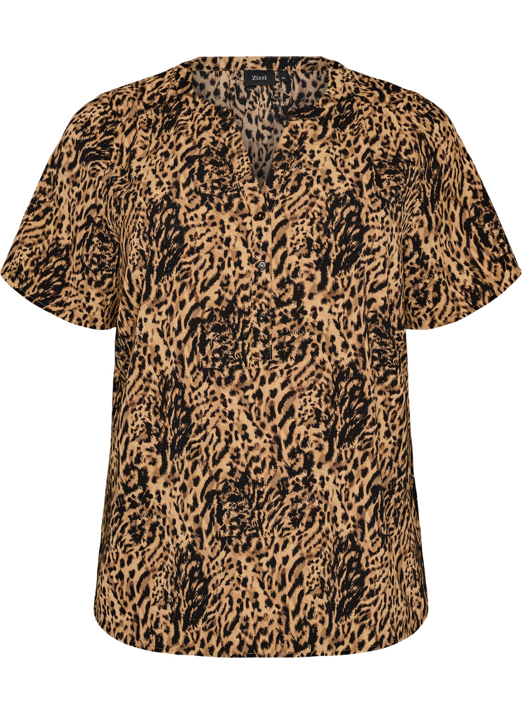 Bluse med korte &aelig;rmer og v-udsk&aelig;ring 