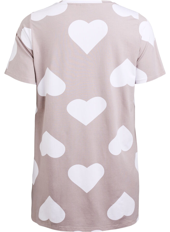 Lang nat t-shirt i modalmix med hjerter, Grå, Packshot image number 1