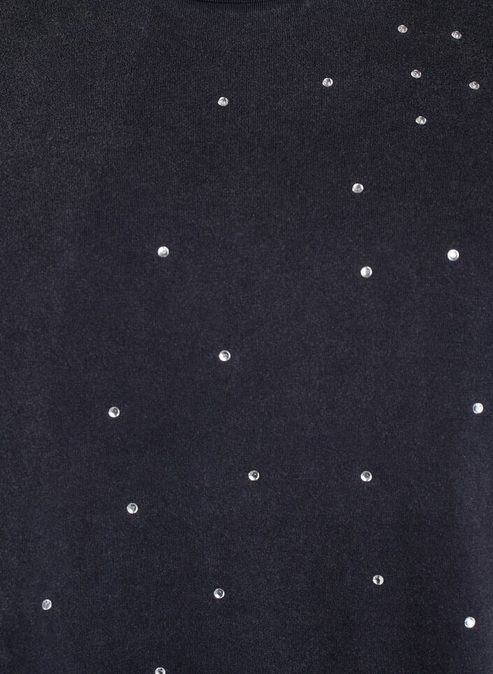 T-shirt i økologisk bomuld med rhinestone, Grå, Packshot image number 2