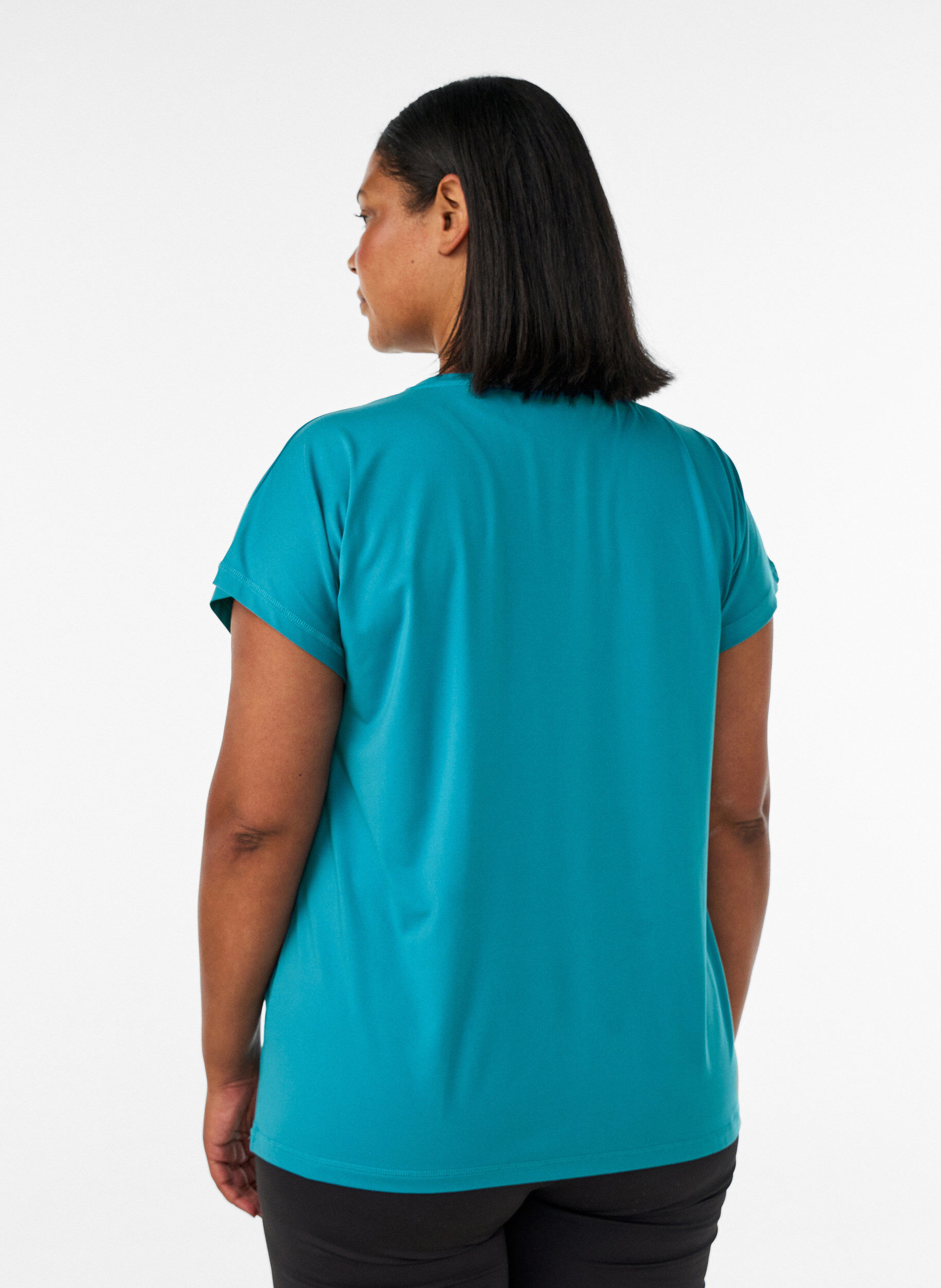 ZizziEnsfarvet tr&aelig;nings t-shirt, Bl&aring;, Model image number 2