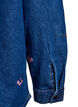 Denim skjorte med broderede blomster, Blå, Packshot image number 3