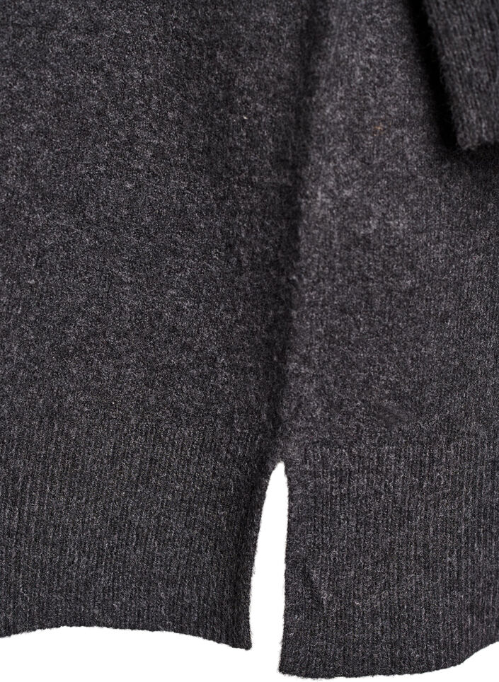 Kort strikkjole med polokrave og knapper, Grå, Packshot image number 3