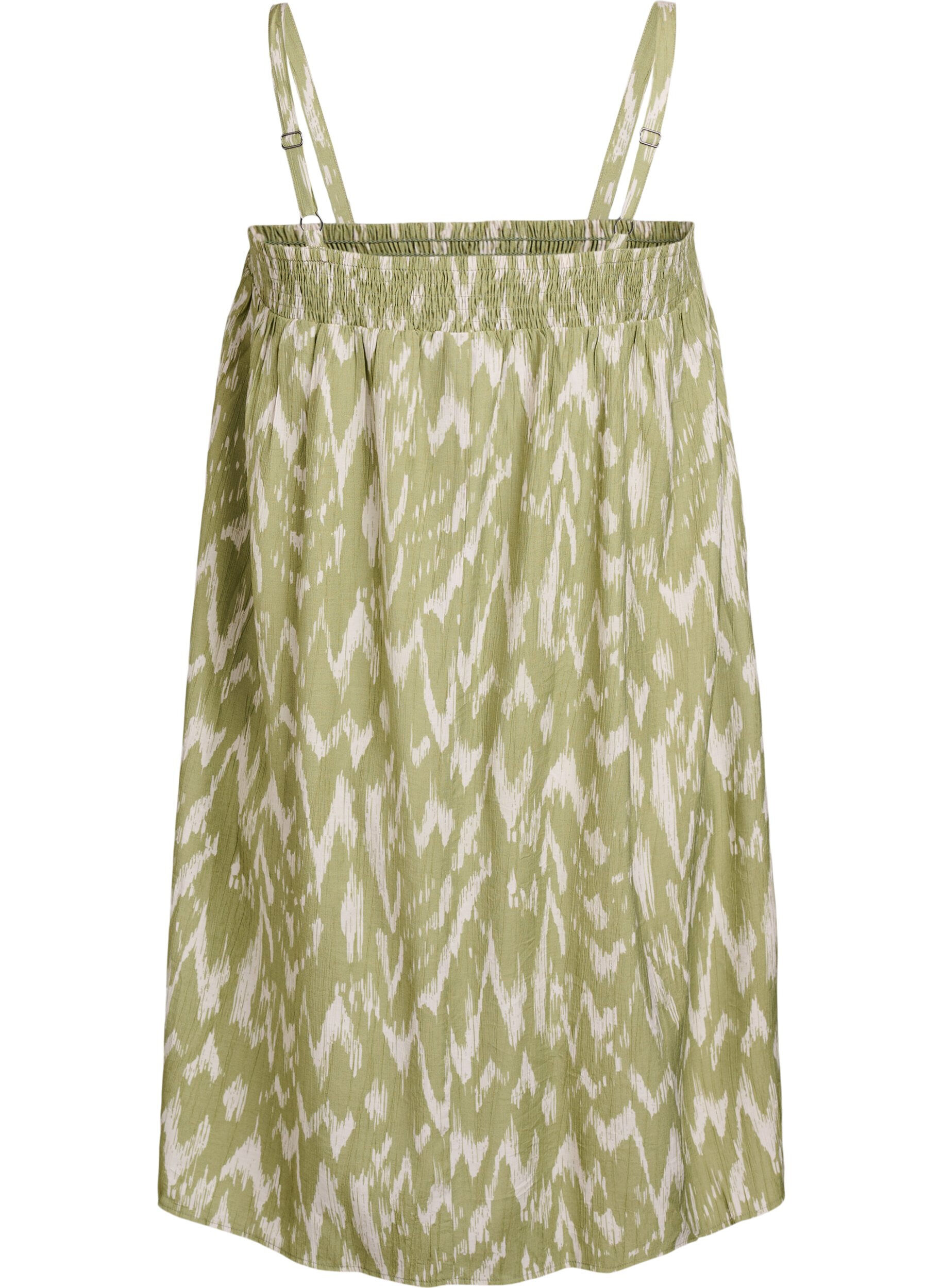 Zizzi Kort viskose kjole med smalle stropper, Gr&oslash;n, Packshot image number 1