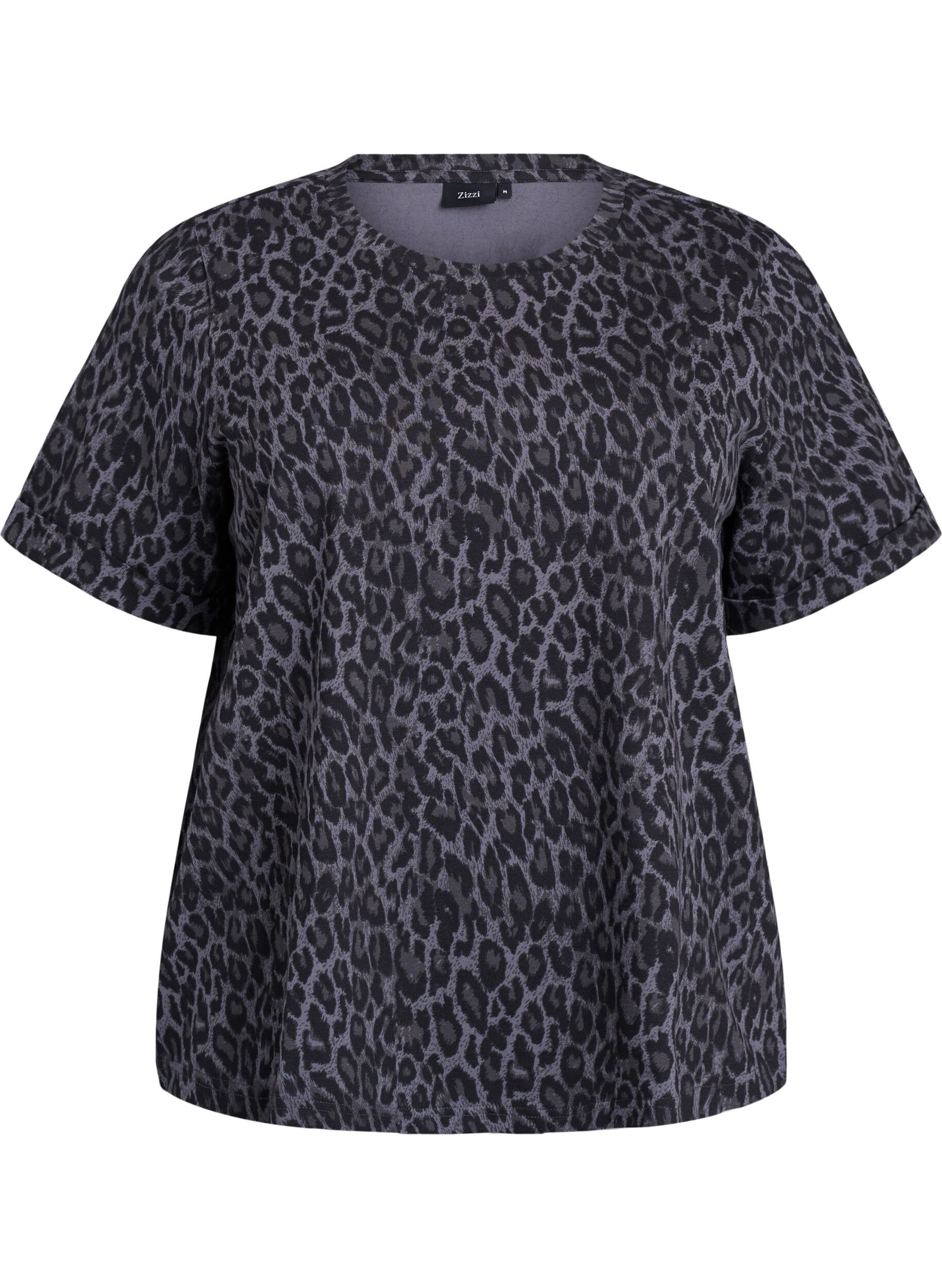 T-shirt med rund hals og all-over print