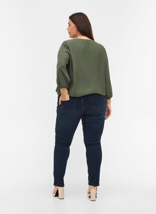 Slim fit Emily jeans med nitter , Dark blue, Model image number 1