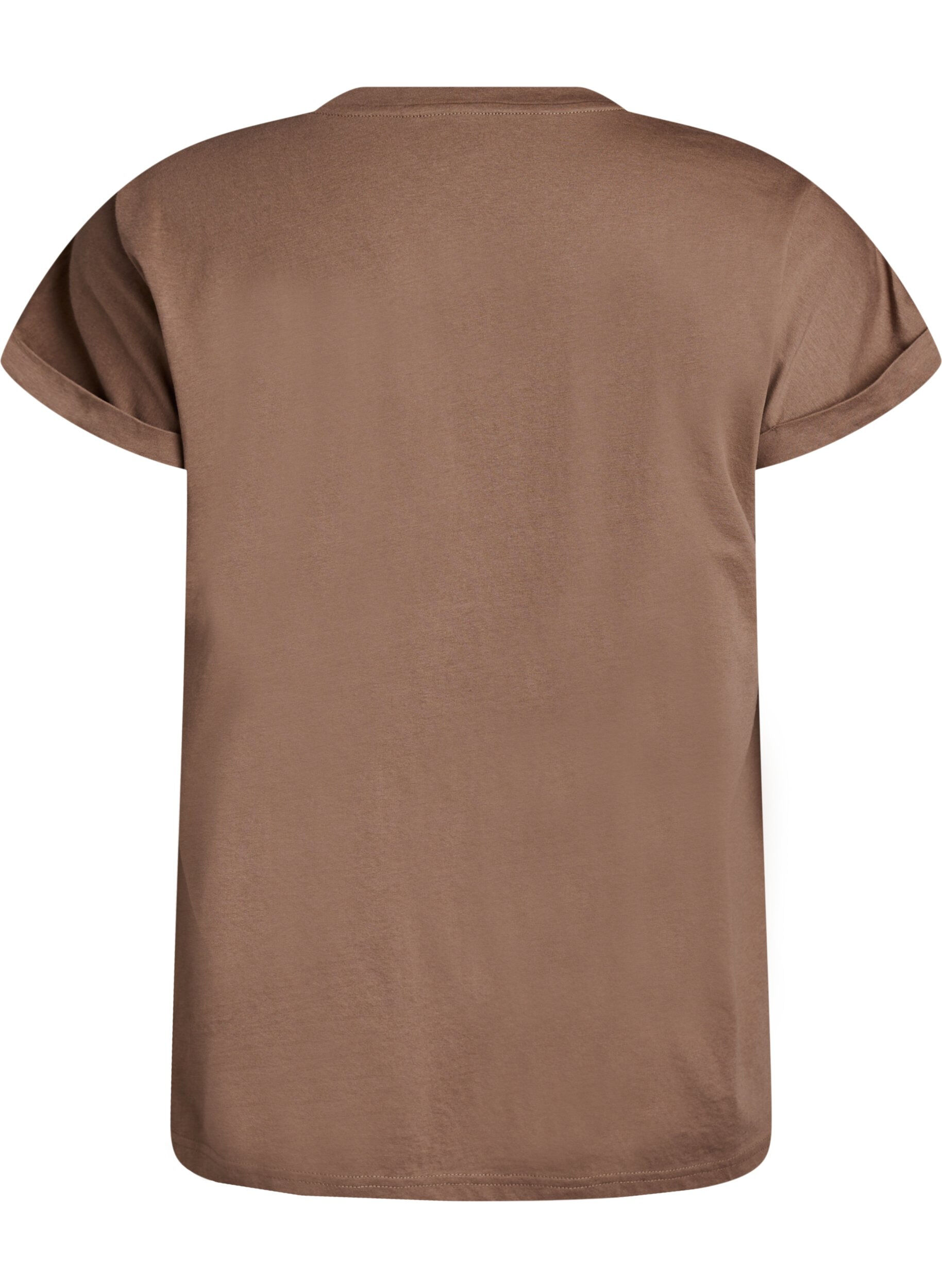 ZizziKort&aelig;rmet t-shirt i bomuldsblanding, Brun, Packshot image number 1