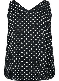 Printet top med v-hals , Black Dot