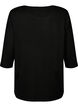 Bluse med 3/4 ærmer og blondedetalje, Black, Packshot image number 1