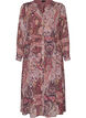 Midikjole med paisleyprint og elastisk talje, Lilla, Packshot image number 0