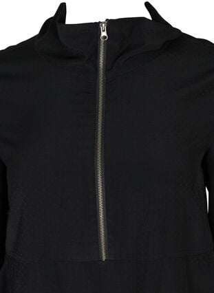 Langærmet tunika med lynlås, Black, Packshot image number 2